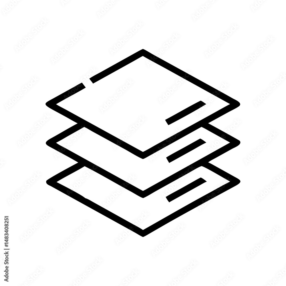 Poster multiple stacked documents icon – file management and document organization symbol