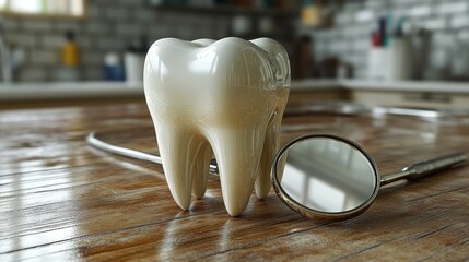 Realistic 3D tooth model with dental tools