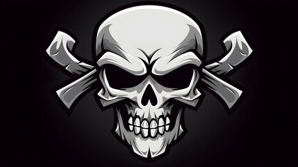 Cartoon Vector Illustration of Skull with Crossbones for Creative Projects