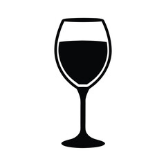 Wine Glass Icon Simple, Black, Beverage, Silhouette, Drinkware, Elegant, Vessel, Alcohol, Liquor, Re