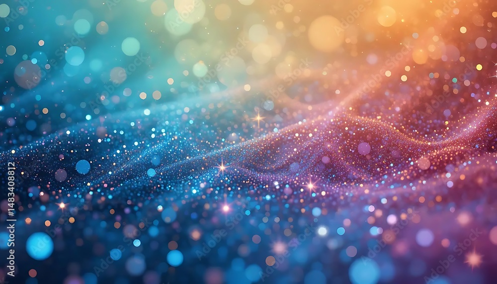 Aufkleber shimmering bokeh lights creating magical glowing backdrop, abstract sparkling texture with festive i