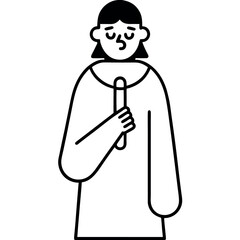 Flu Icon in Simple Outline Showing Human Cough and Fever