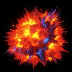 Red Blue Orange Explosion Abstract Digital Art