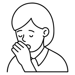 Flu Icon with Human Figure Holding Thermometer in Outline Style