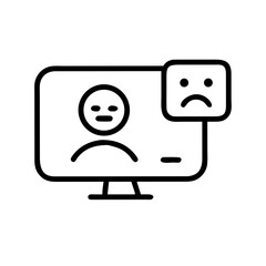 Naklejka premium Online Video Call with Sad Face Icon – Virtual Communication and Emotional Expression Symbol