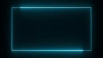 Glowing neon square frames. Glowing borders isolated on a black background. Colorful night banner, light effect. Bright illuminated shape.