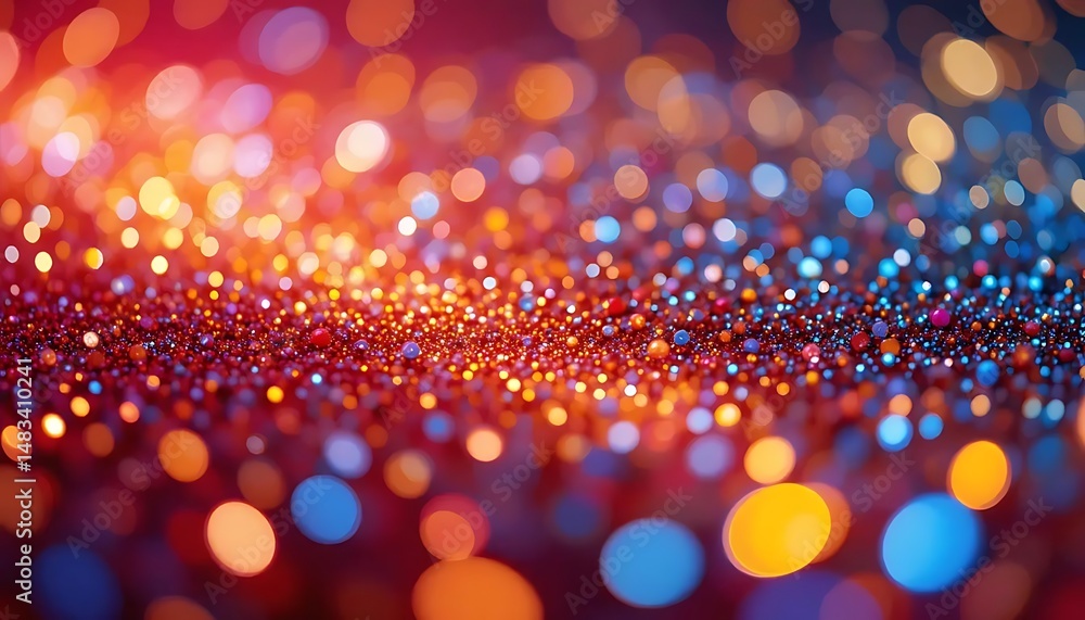 Poster sparkling bokeh lights creating a festive atmosphere with vibrant colors, featuring a dense array of