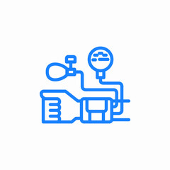 blood pressure measurement process with sphygmomanometer icon sign vector