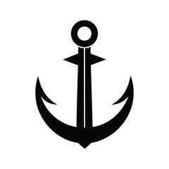 Stylized Black Anchor Icon Nautical, Marine, Maritime Symbol