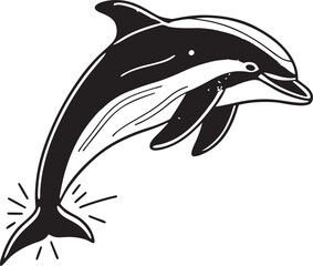 Vintage Engraving woodcut dolphin swimming retro vector art illustration design
