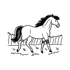 Horse outline silhouette vector, vintage Engraving woodcut Horse  retro vector art illustration design.