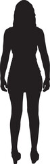 vector silhouette back view young girl standing dressed in dress