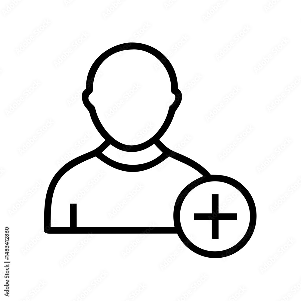 Poster person add icon – user addition and new account symbol