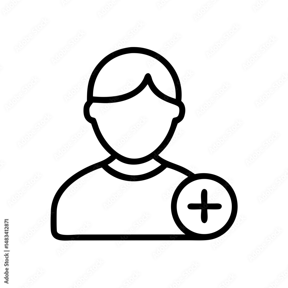 Aufkleber person add icon – user addition and new account symbol