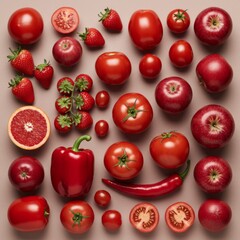 Red Fruits and Vegetables Flat Lay Photography