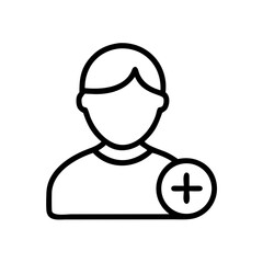 Fototapeta premium Person Add Icon – User Addition and New Account Symbol