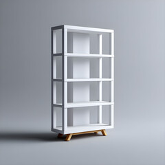 Minimalist bookshelf, small and modern, white BG
