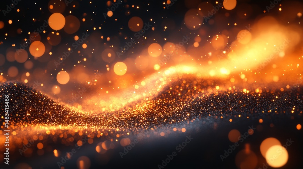 Poster abstract digital design with glowing particles.