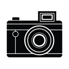 Vintage Camera Icon Black, White, Photography, Lens, Flash