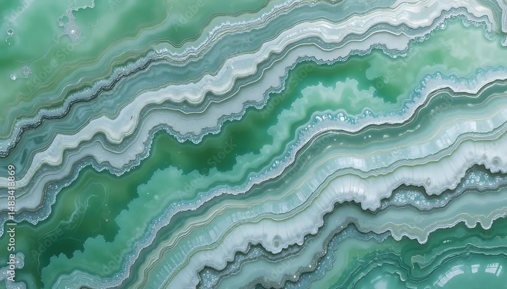 Aufkleber stunning green agate with natural layers and intricate details creating a mesmerizing abstract patte