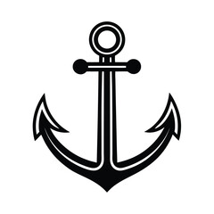 Nautical Anchor Symbol Black, White, Marine, Nautical, Maritime, Seafaring, Ocean, Ship, Boat, Saili