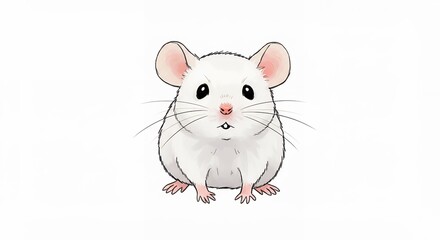 Cute white mouse illustration