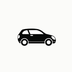 Car Icon Silhouette Isolated on White Background – Vector Illustration