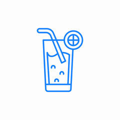 glass with drink straw and citrus slice icon sign vector