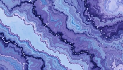 Abstract Agate Stone Texture with Purple and Blue Wavy Layers Creating an Artistic Background...