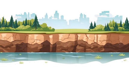 Scenic Land in Section with Underground River and Reservoir for Design Projects