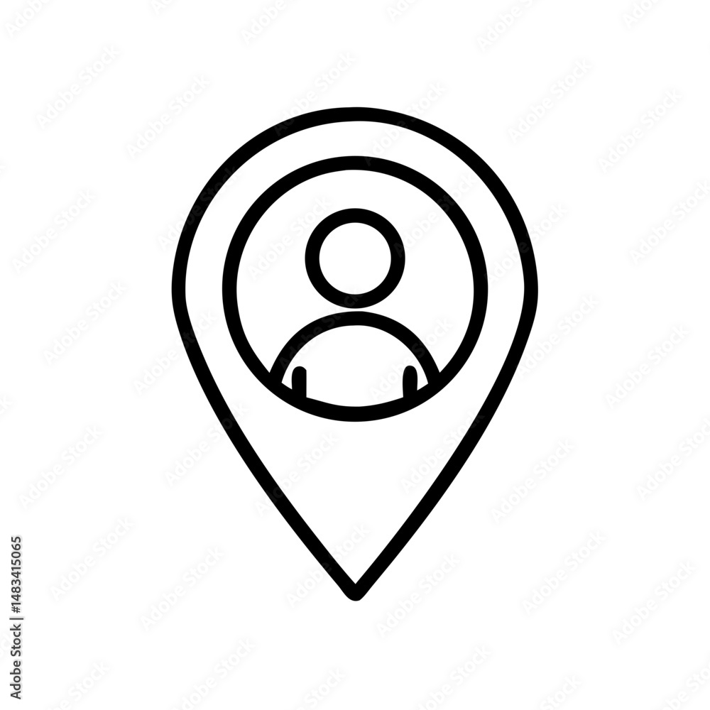 Poster Profile Pin Location Icon Representing User Position, Geolocation, and Personal Navigation