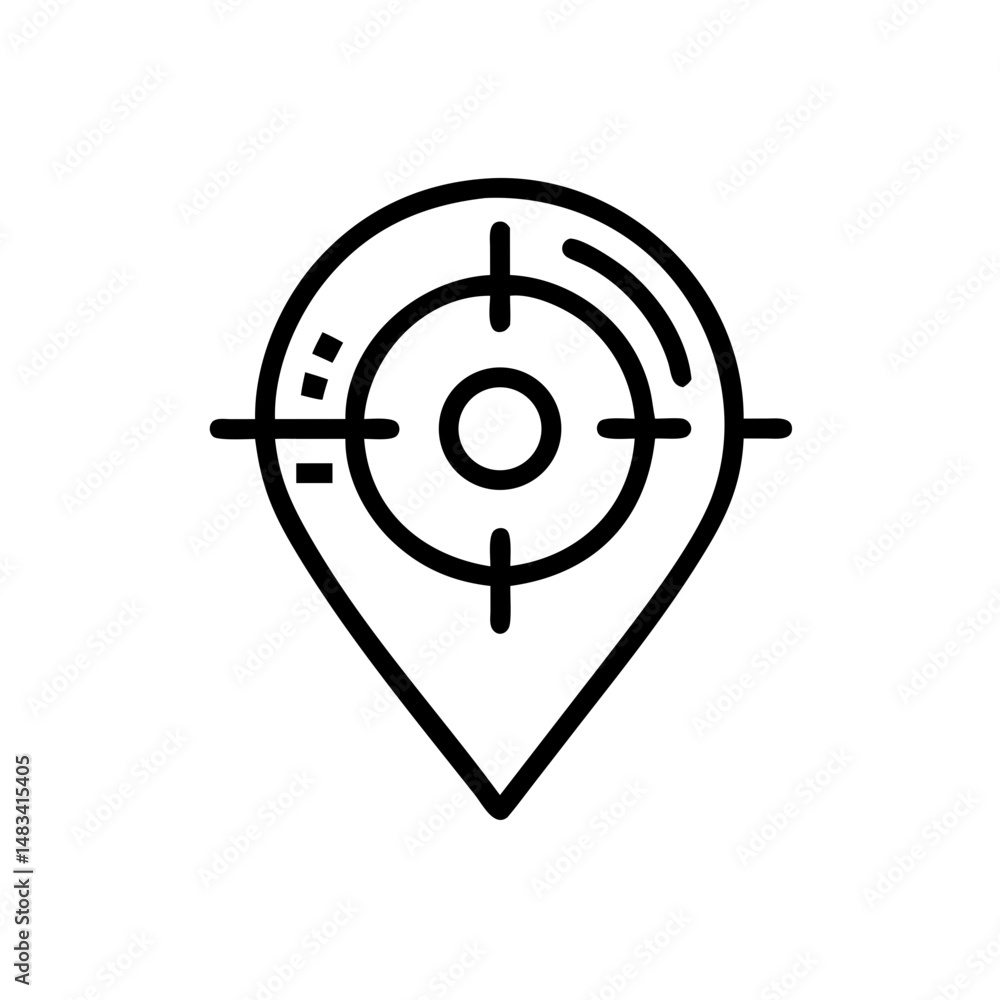 Poster Radar Target with Location Pin Icon Representing Tracking, Geolocation, and Real-Time Positioning