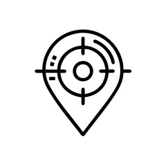 Radar Target with Location Pin Icon Representing Tracking, Geolocation, and Real-Time Positioning