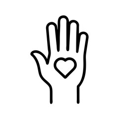 Fototapeta premium Raised Hand with Heart Icon Representing Volunteer Support, Kindness, and Community Involvement