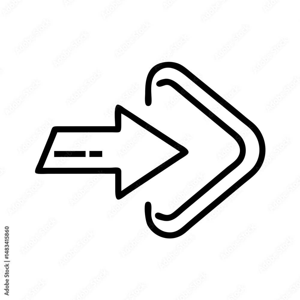 Aufkleber right arrow for navigation direction icon representing forward movement, travel guidance, and route 