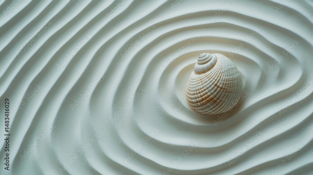 Aufkleber delicate seashell centered in intricate sand patterns.