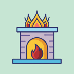 A cozy fireplace with burning fire, perfect for a winter night scene