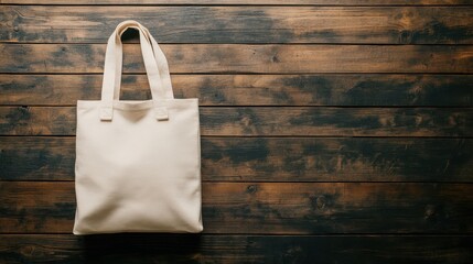 Reusable cotton tote bag showcasing eco-friendly groceries against a rustic wooden backdrop for an organic lifestyle exploration