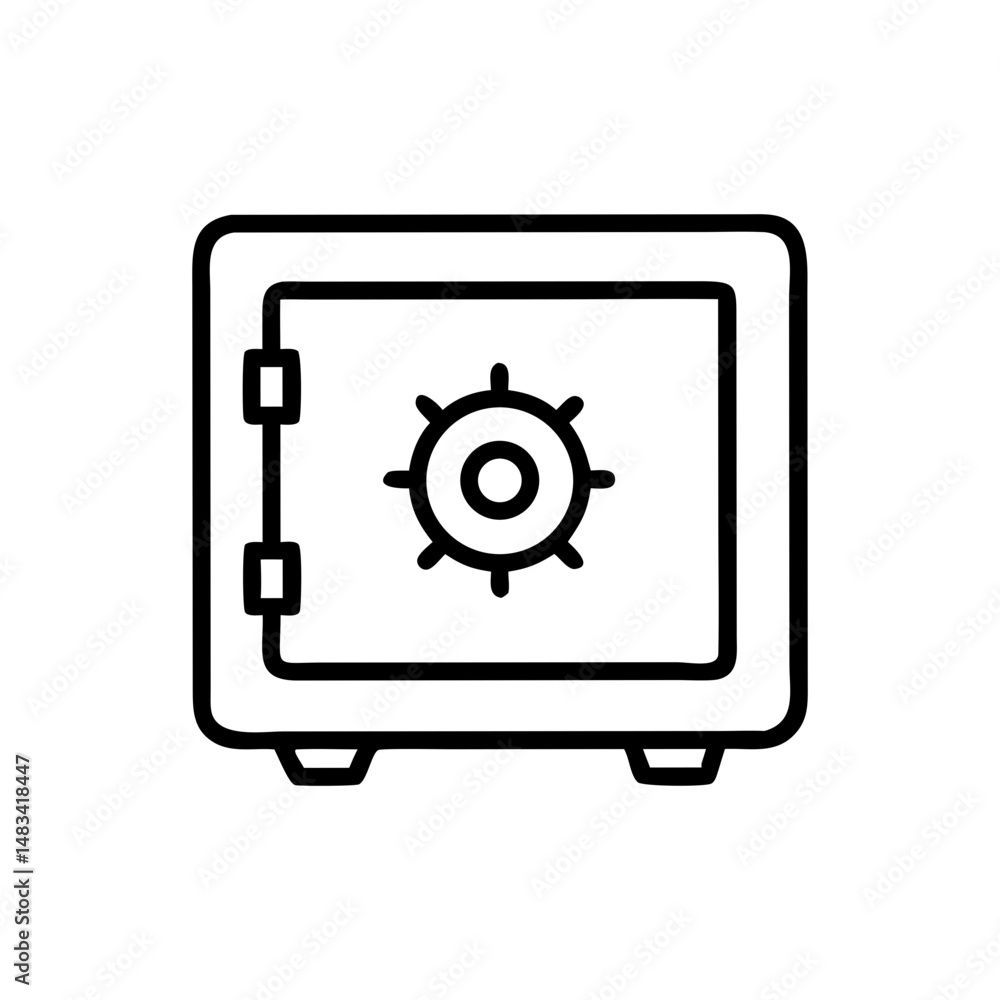 Poster secure vault safe icon representing protected storage, financial security, and confidential asset pr