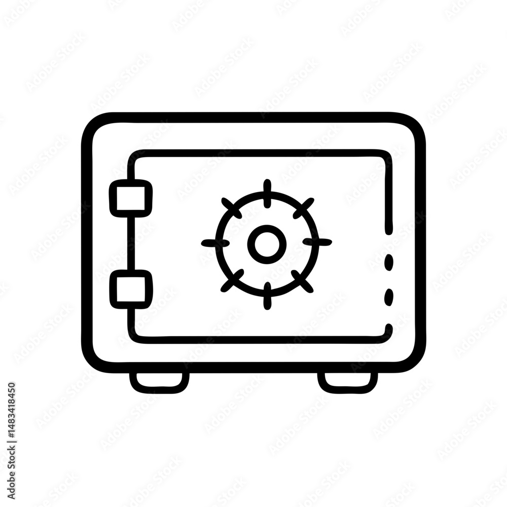 Poster secure vault safe icon representing protected storage, financial security, and confidential asset pr
