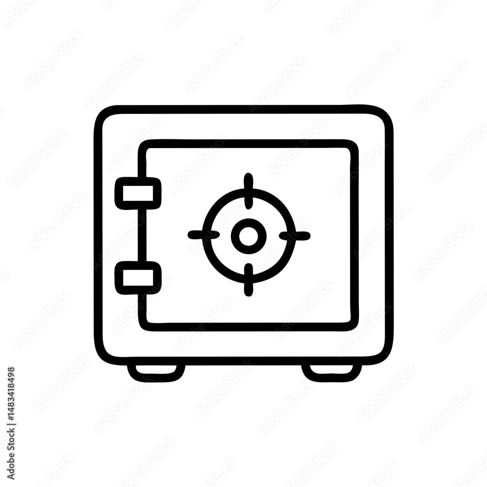 Poster secure vault safe icon representing protected storage, financial security, and confidential asset pr
