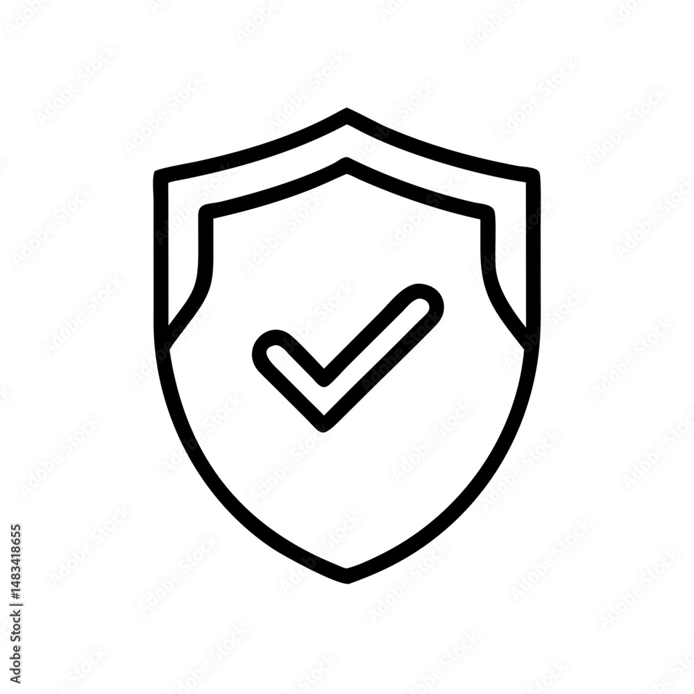 Poster Security Shield Check Icon Representing Verified Protection, Trusted Access, and Safe Authorization