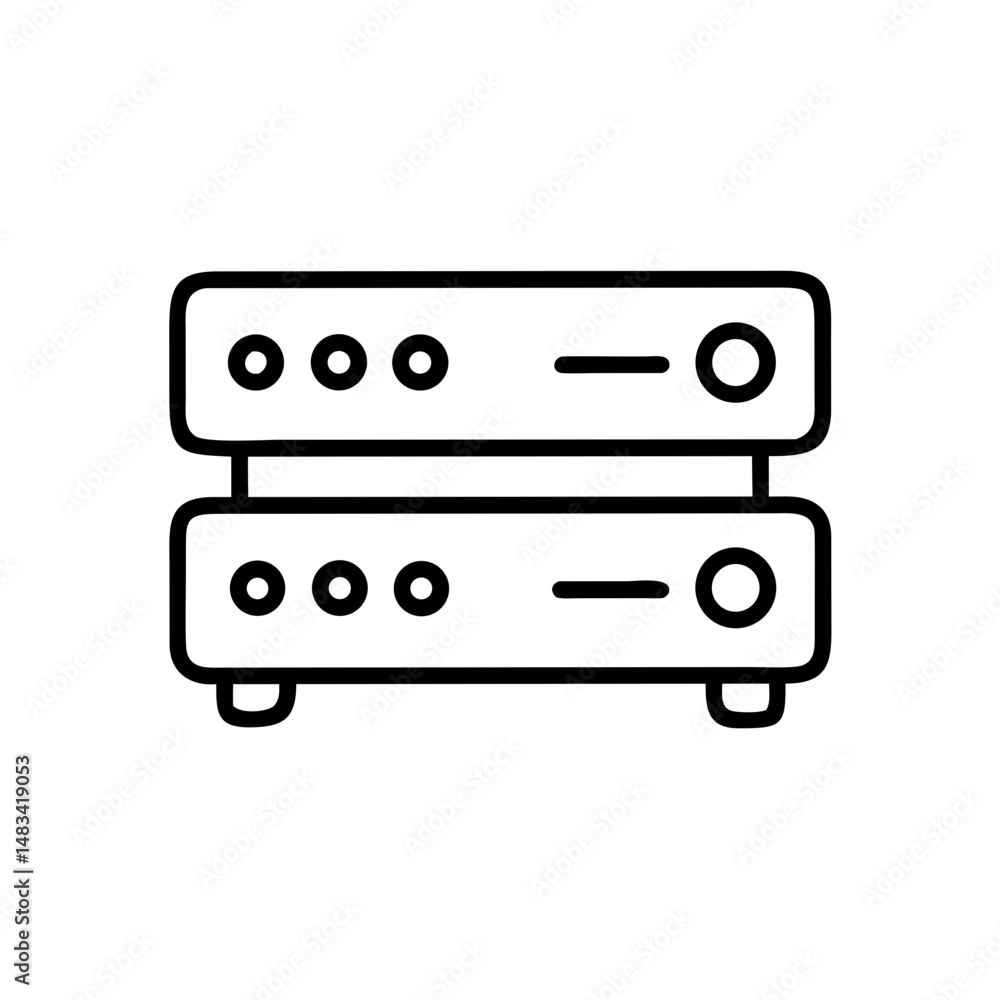 Poster server rack icon representing network infrastructure, data storage, and it equipment