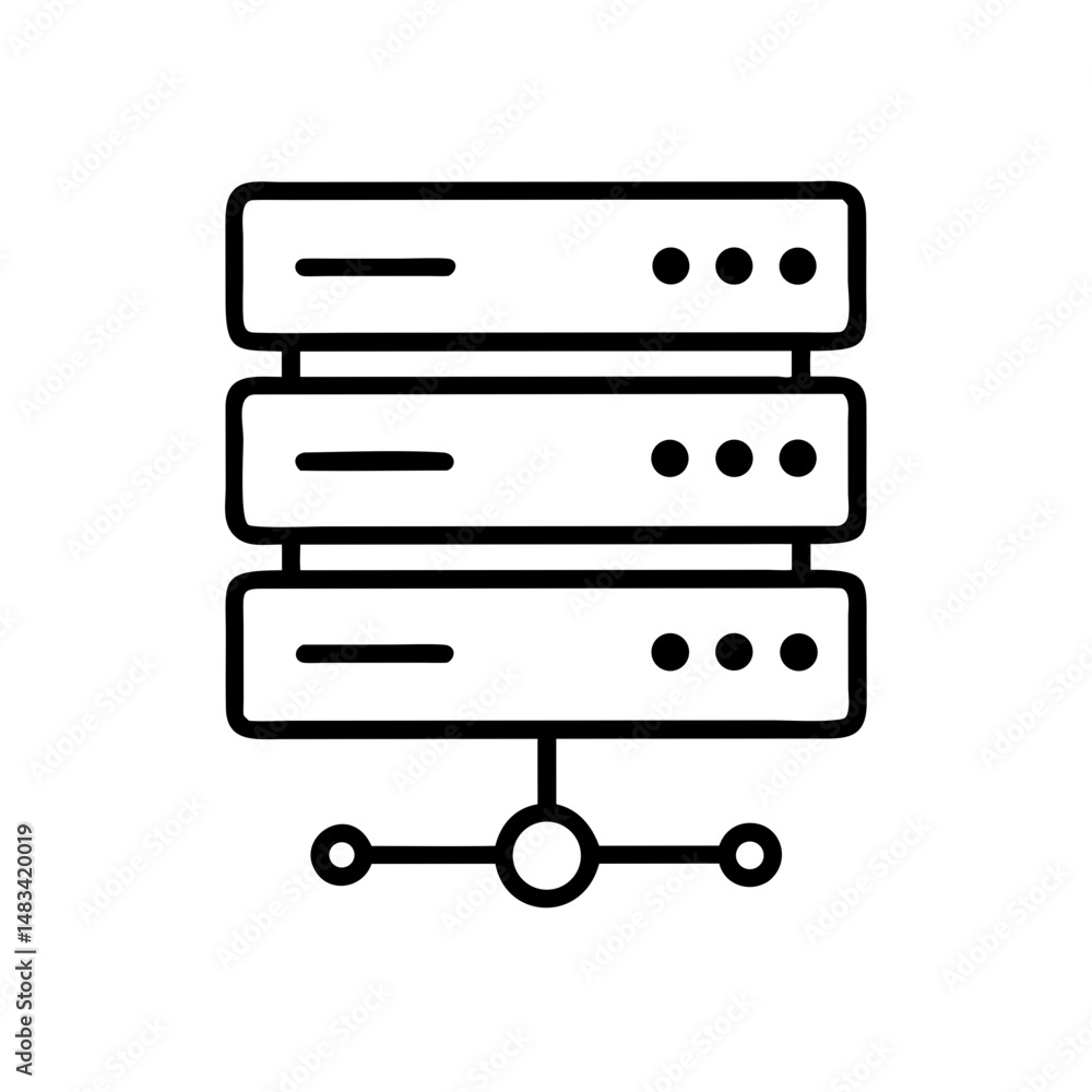 Poster Server Rack Icon Representing Data Center, Network Storage, and Cloud Computing Infrastructure