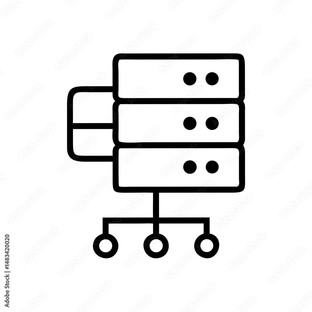 Poster Server Rack Icon Representing Data Center, Network Storage, and Cloud Computing Infrastructure