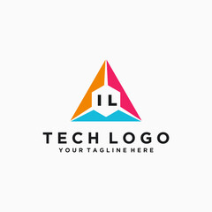 IL Initials Tech Logo Vector Art  Icons  and Graphics
