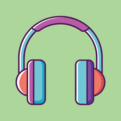 Vibrant and Stylish Headphones for Music Listening in Vector Illustration Design