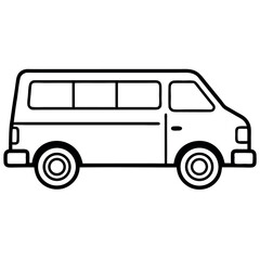 Line Art Taxi Van Design for Travel and Commuting Symbols
