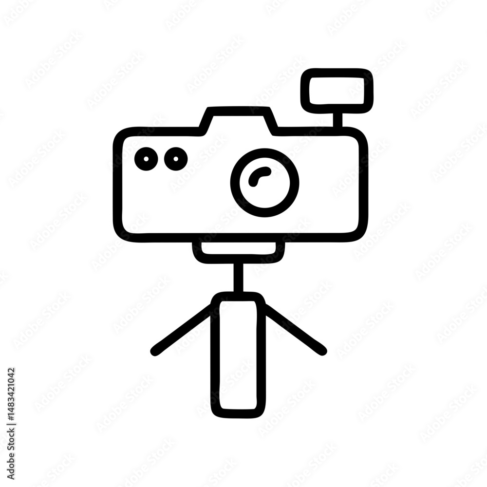 Poster simple camera icon representing photography, image capture, and visual media