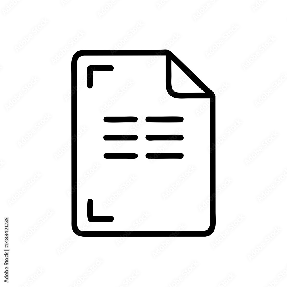 Poster single document file icon representing paperwork, digital file, and office documentation